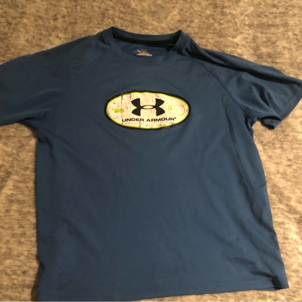 Under Armour blue heat gear shirt.  Youth XL